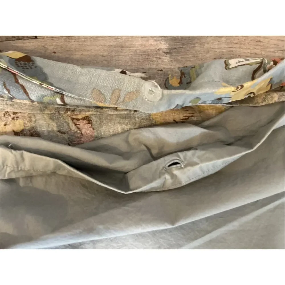 Pottery Barn Vanessa Floral Full Queen Duvet Cover Palampore Cotton Blue Yellow
